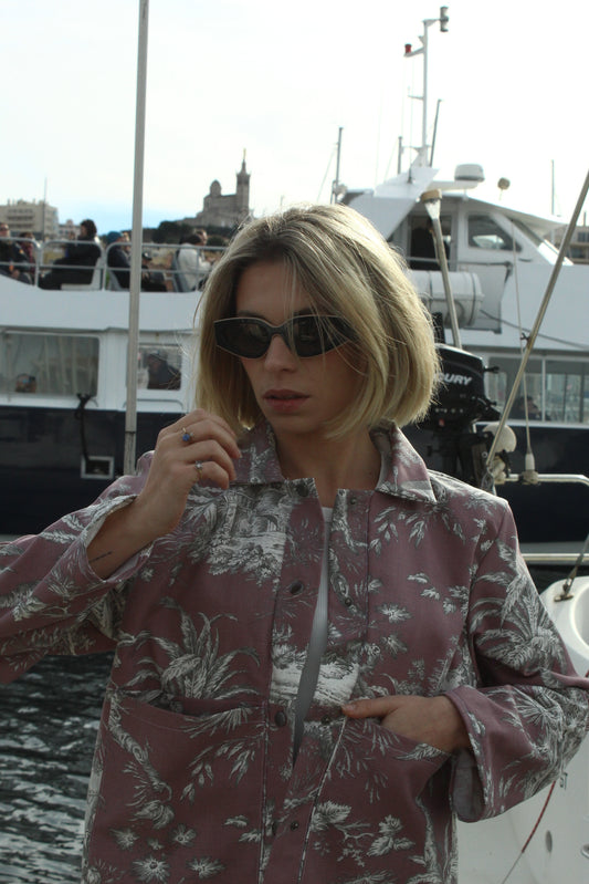 Veste en toile de jouy - lie de vin