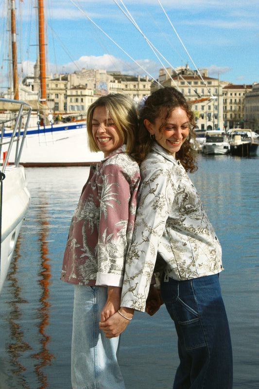 Veste en toile de jouy - bleu ciel