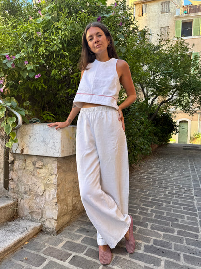 Pantalon drap - lin greige