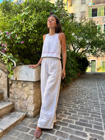 Pantalon drap - lin greige