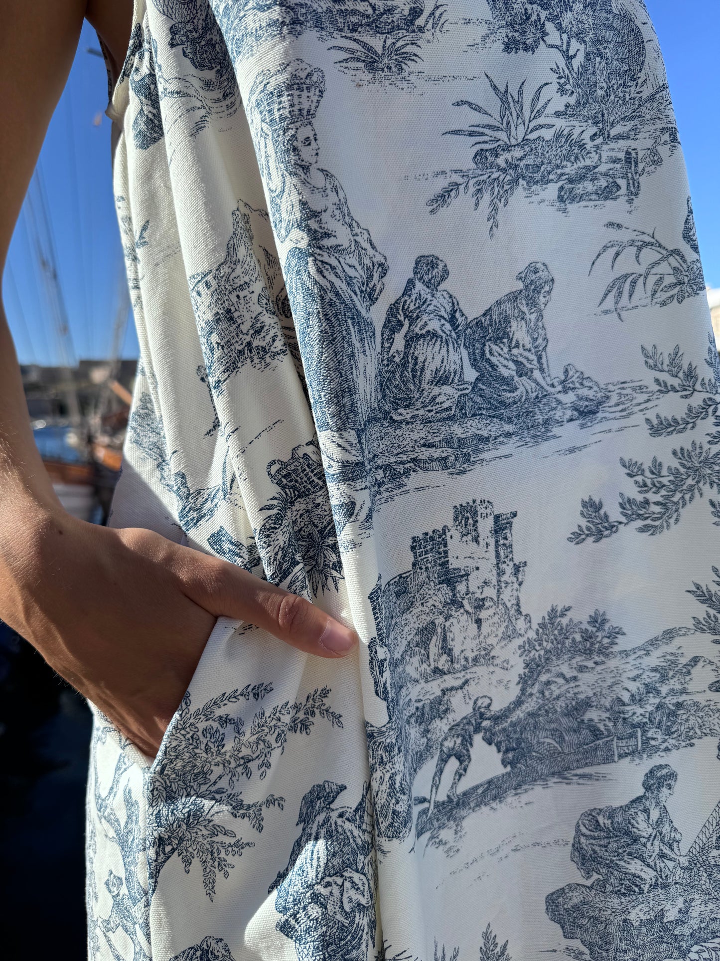 Robe celeste - toile de jouy