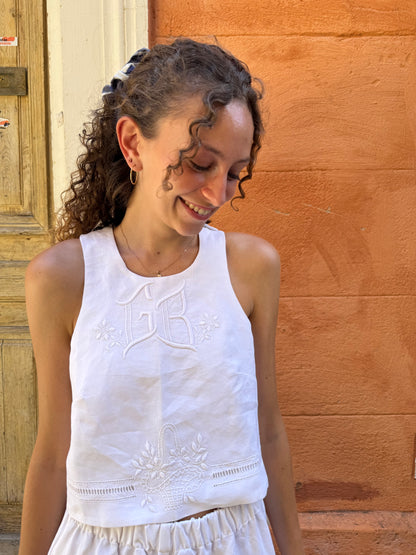 Top dos nu - panier fleuri