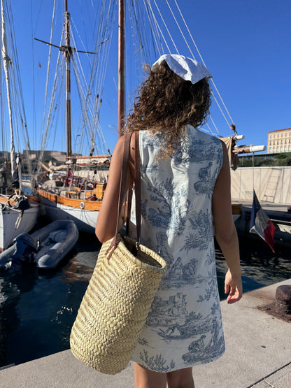 Robe celeste - toile de jouy