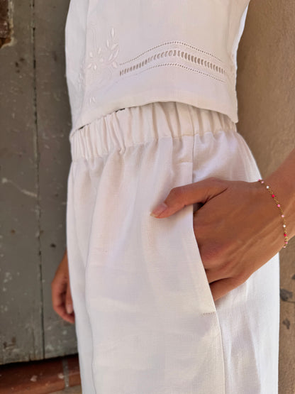 Pantalon drap - panier fleuri