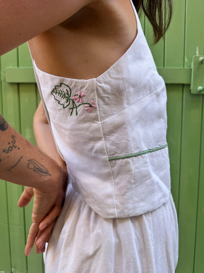 Top dos nu - Fleur verte