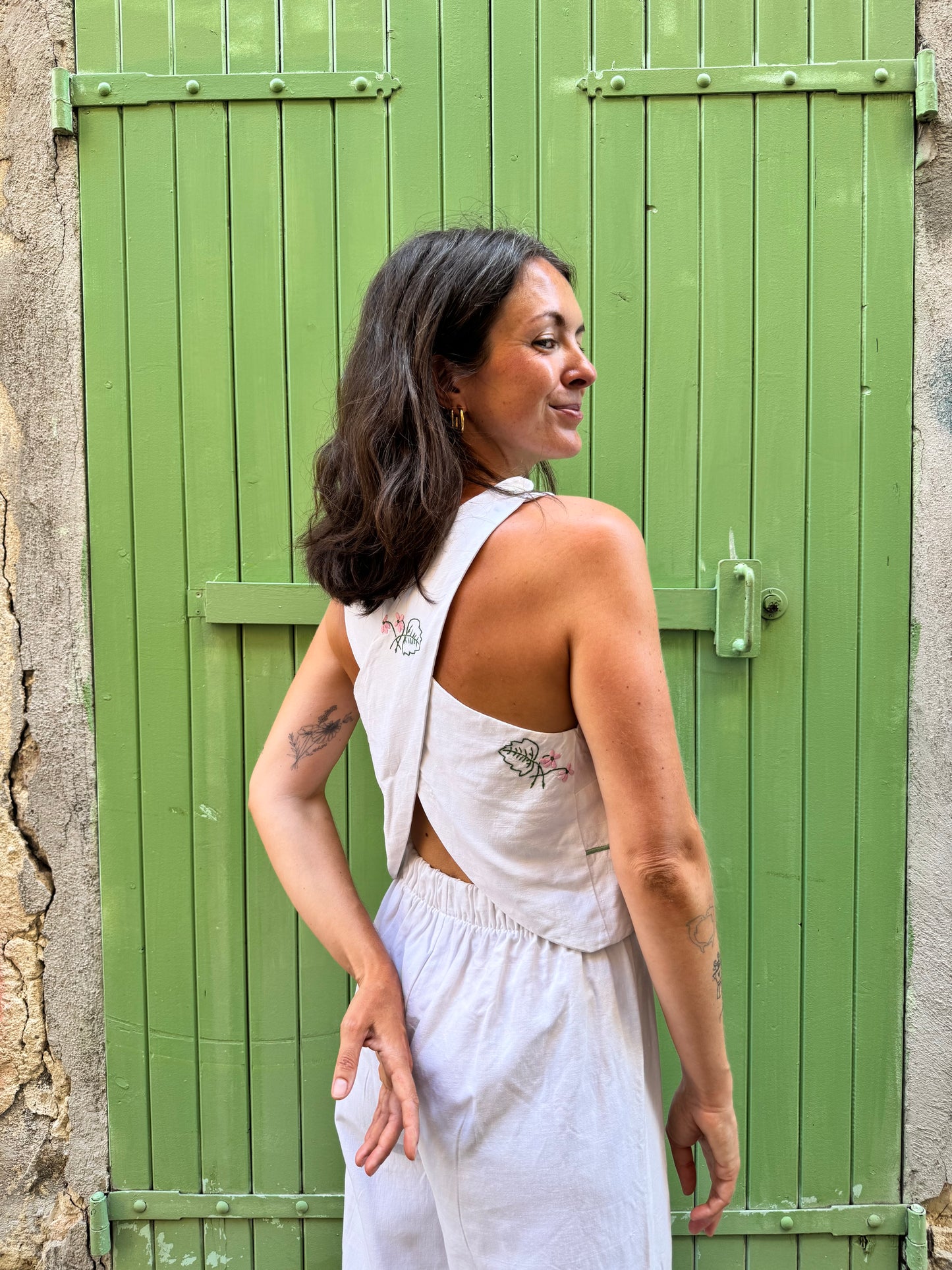 Top dos nu - Fleur verte