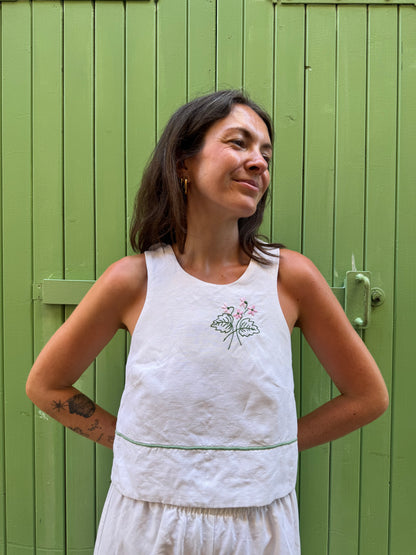 Top dos nu - Fleur verte