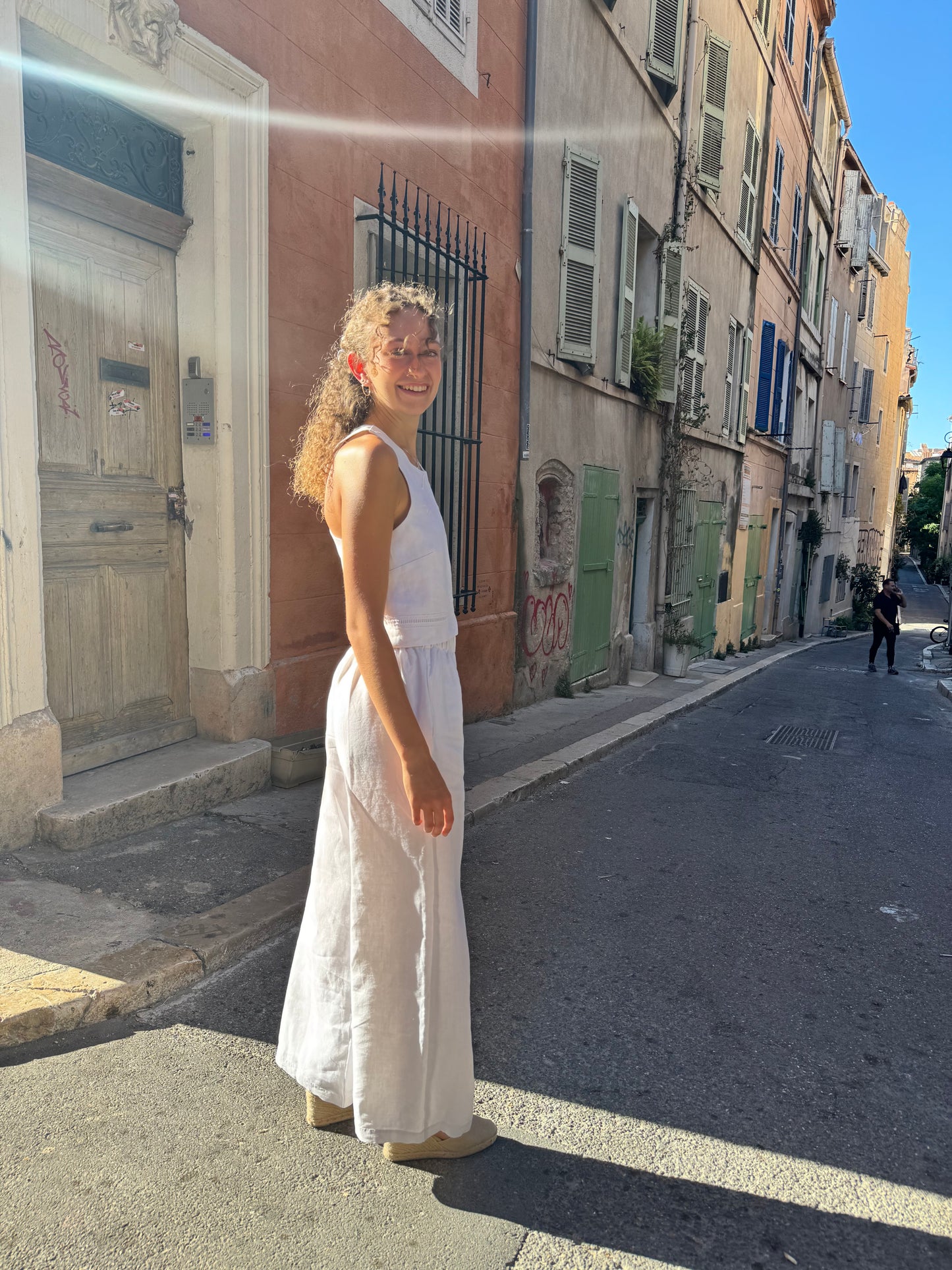 Pantalon drap - panier fleuri