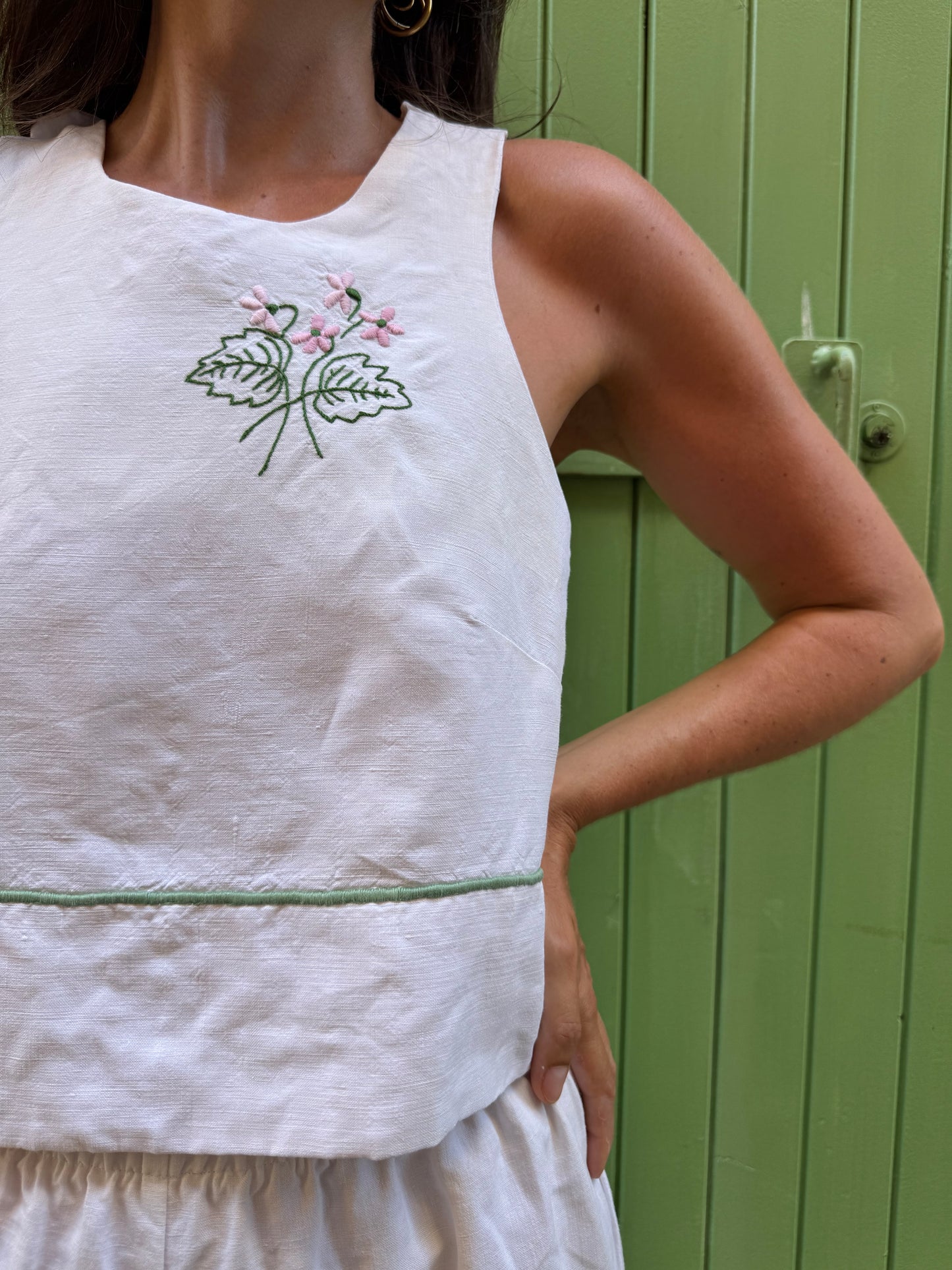 Top dos nu - Fleur verte