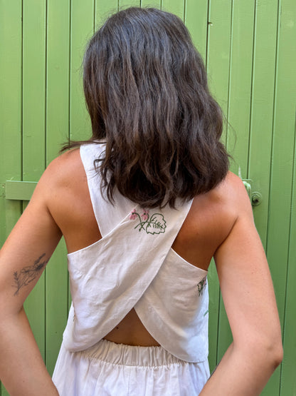 Top dos nu - Fleur verte