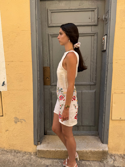 Robe bateau - fleurs brodées