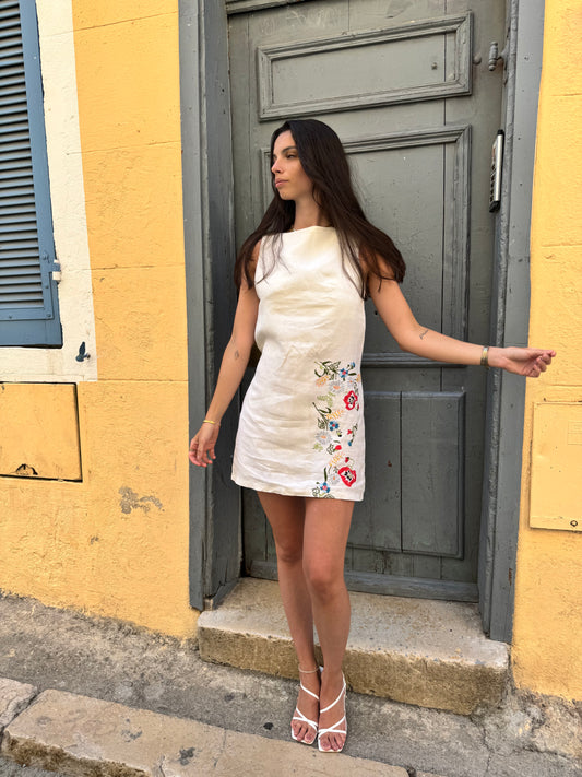Robe bateau - fleurs brodées