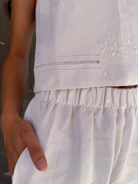 Top dos nu - panier fleuri