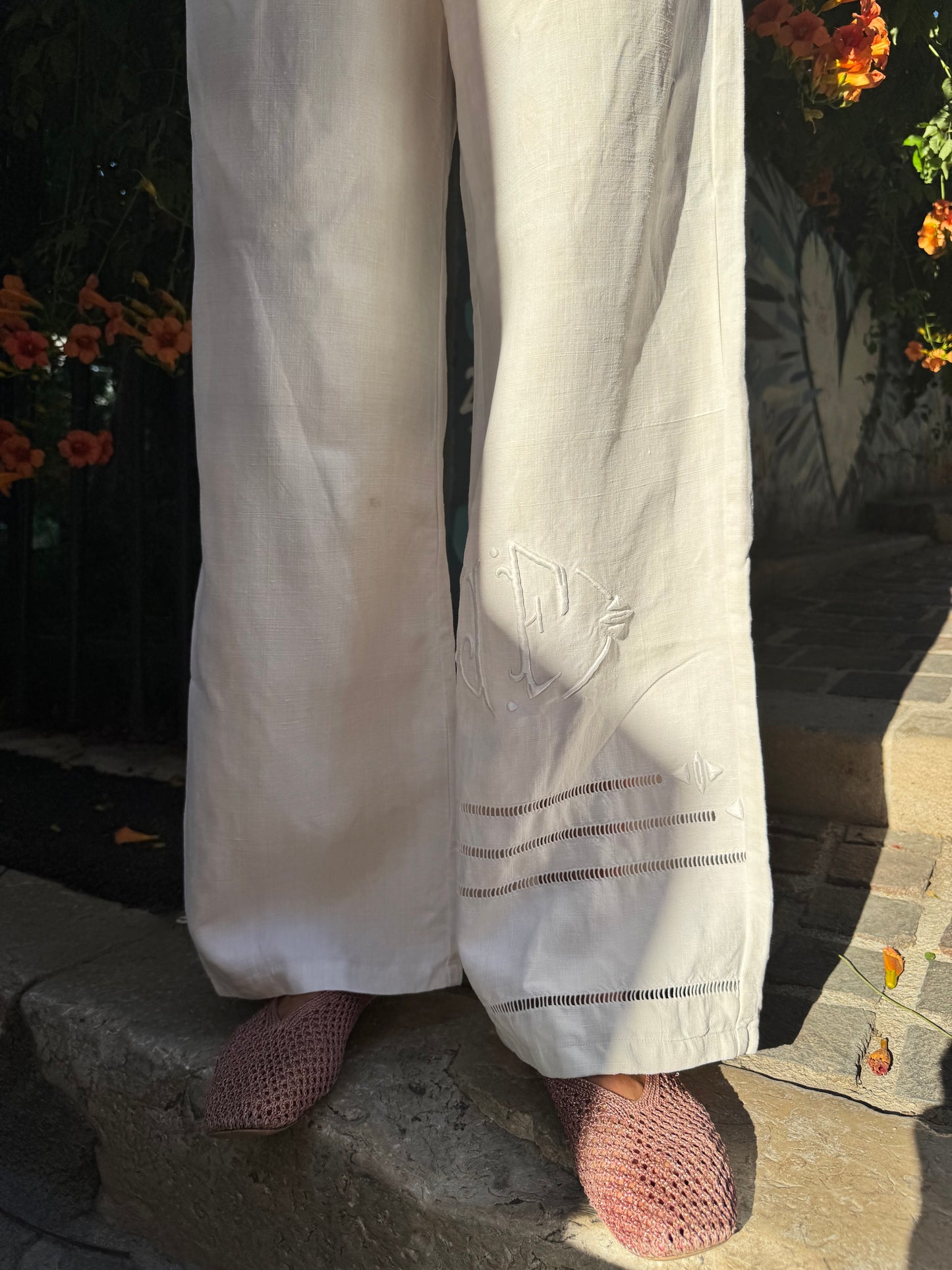 Pantalon drap - lin greige