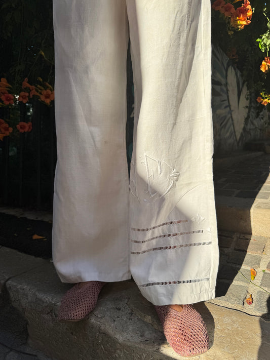 Pantalon drap - lin greige