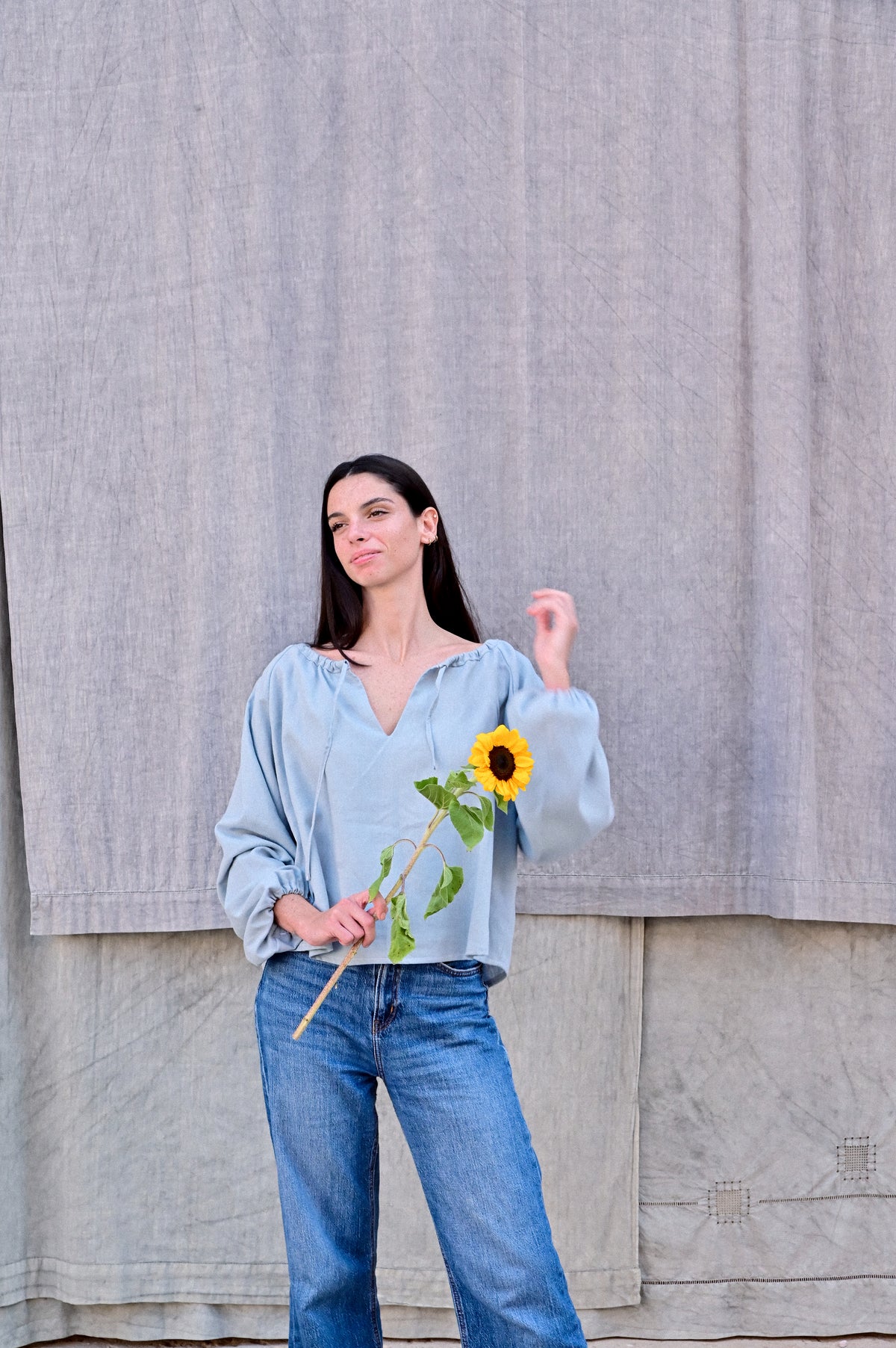 Blouse Songe - Lin bleu